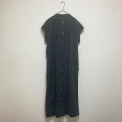 【ザ ショップ ティーケー】黒のノースリーブ ロングシャツワンピース S 大きめ