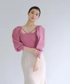 snidel/ストリングスリブニットプルオーバー
