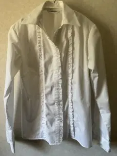 JETSETTER フリル付きホワイトシャツ　Lサイズ