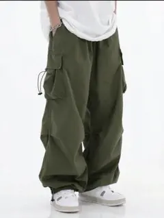 SHEIN カーゴパンツ ワイドレッグ カーキ