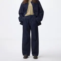 トラウザー　タックデニムパンツ　Mサイズ　【丈長め】