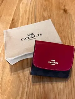COACH 三つ折り財布 レッド/ブラック