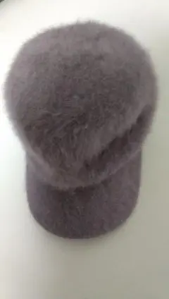 秋冬ファー風 薄紫 キャップ美品!