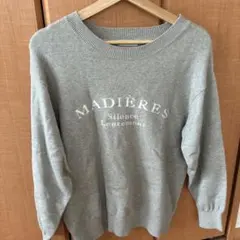 mysa closet ロゴ刺繍 長袖ニット グレー