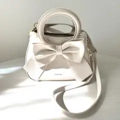 リボン 付き ホワイト ショルダーバッグ