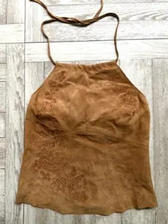 美品GAP ブラウン スエード皮素材　ホルターネック　タンクトップのサムネイル