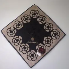 CLATHAS 花柄タオルハンカチ 黒・ベージュ