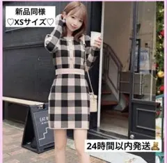 新作 チェック柄 XSサイズ ミニワンピース