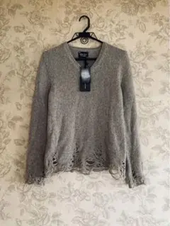Number (N)ine 09awグレー Vネックセーター M NUMBER (N)INE - number nine 03aw カート期 グランジニット