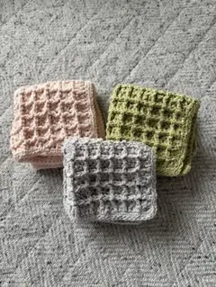 ハンドメイド ワッフル編み ハンカチ 1枚から