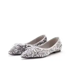 シルバー スパンコール フラットシューズ