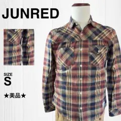 【美品】ジュンレッド 手染チェックシャツ 胸ポケット タック カジュアルのサムネイル