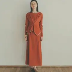 CLANE コットンクレープタックワンピース オレンジ 2way
