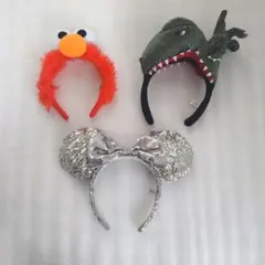 ミニーマウス、ジュラシック・パーク、エルモのカチューシャ3個セットで！