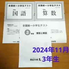 2024年11月　全国統一小学生テスト　小学3年生　算国問題＋解答解説　四谷大塚