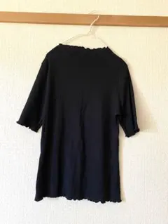 美品　スタンドカラー　メロウ　リブ 半袖カットソー 黒　ブラック　Tシャツ　Lのサムネイル