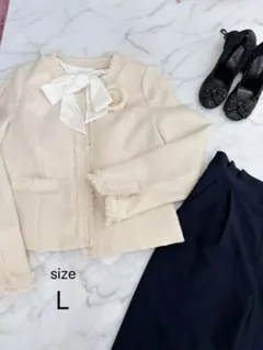 ノーカラージャケット　ツイードジャケット L 11号　入学式