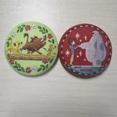 ディズニー 刺繍缶バッジ 2種セット
