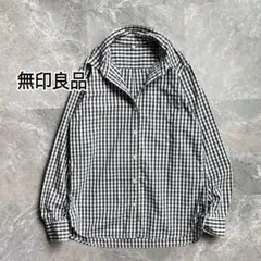 無印良品 オーガニックコットン ギンガムシャツ 長袖 M 羽織りにも