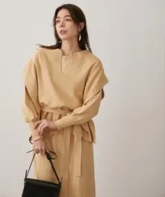 SALON adam et rope　マルチウェイニットベスト　ベージュ