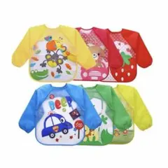 ベビー 食事用エプロン 袖付きお食事エプロン 防水 保育園 離乳食