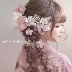 成人式 髪飾りピンク 桜 卒業式 袴 ウェディング アメリカンフラワーC1005