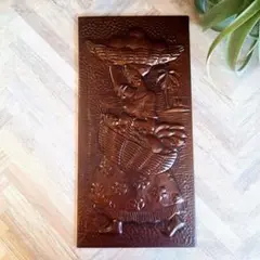 銅板画 金属製 レリーフアート 果物を運ぶ女性 南国 海外工芸品 輸入雑貨