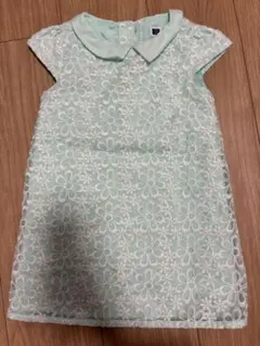 ミントグリーン 花柄刺繍 ワンピース