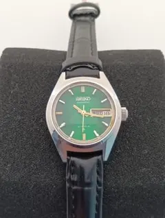 SEIKO レディース カットガラス 動巻腕時計 グリーン文字盤 稼動