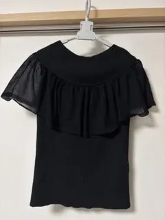 Luftrobe フリル付き半袖ニット　ブラック　Mサイズ