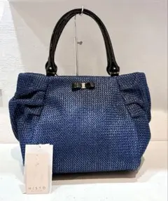 【美品】ANTEPRIMA MISTO ラフィア　カゴバッグ　ネイビー