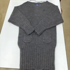 BURBERRY グレーリブ編みセーター 38