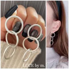 578 マットシルバー チェーンフープピアス お洒落 シンプル 軽い