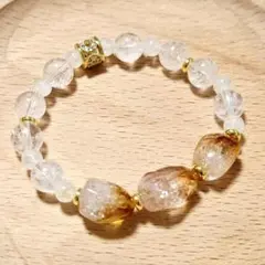 デザインブレスレット シトリン 水晶 ホワイトラブラドライト 天然石