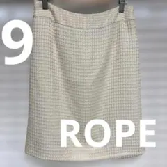 ロペ クリーム色 スリット入り タイトスカート ひざ丈 M 9