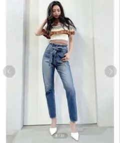【最終値下げ】GYDAデニムパンツ ウエストリボン付き M