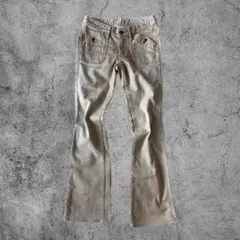 平成ギャルY2K ベージュフレアデニム 美脚 archive ダークコア