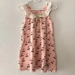 petit main チェリー柄ワンピース ノースリーブ ピンク