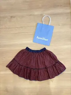 ファミリア　familiar 赤チェックリバーシブルスカート120