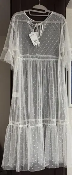 rodeo crowns wide bowl ドット柄シアー総レースワンピ
