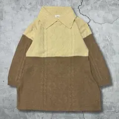 90s オールドレナウン ケーブル編み チュニックニット 美品 ロングセーターのサムネイル