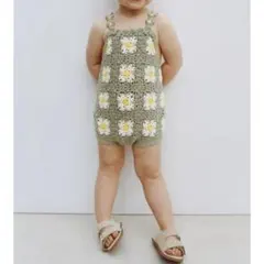 ZARA kids クロシェ編み　フラワー ワロンパース