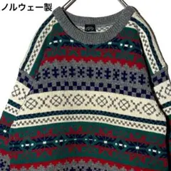 ヴィンテージ古着 ノルウェー製 ノルディックニット L ウール100% セーター