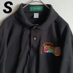 アメリカ製　OUTER BANKS　半袖ポロシャツ　刺繍ロゴ　ブラック　黒　S