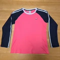 アディダス adidas★ロングTシャツ★レディースL/ピンク×紺
