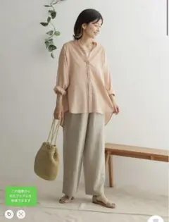 URBAN RESEARCH DOORS ドビーバンドカラーシャツピンクベージュのサムネイル