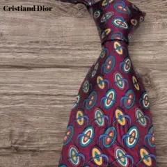 美品 Christian Dior 総柄 ネクタイ シルク ボルドー スーツ