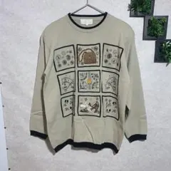 シャナビー(Free size)クルーネックセーター　刺繍　装飾　レディース