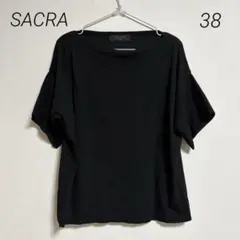 0843 SACRA サクラ 半袖 Tシャツ ブラック ドロップショルダー 38のサムネイル