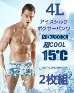 4L】ボクサーパンツ 2枚組 和 鯉 梅　アイスシルク　冷感　立体構造　吸汗速乾
